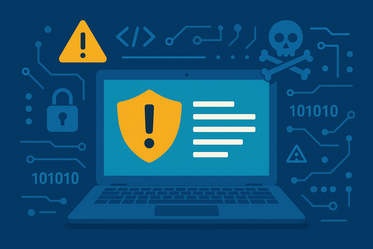Cyber Security Basics abstract illustration with digital lock